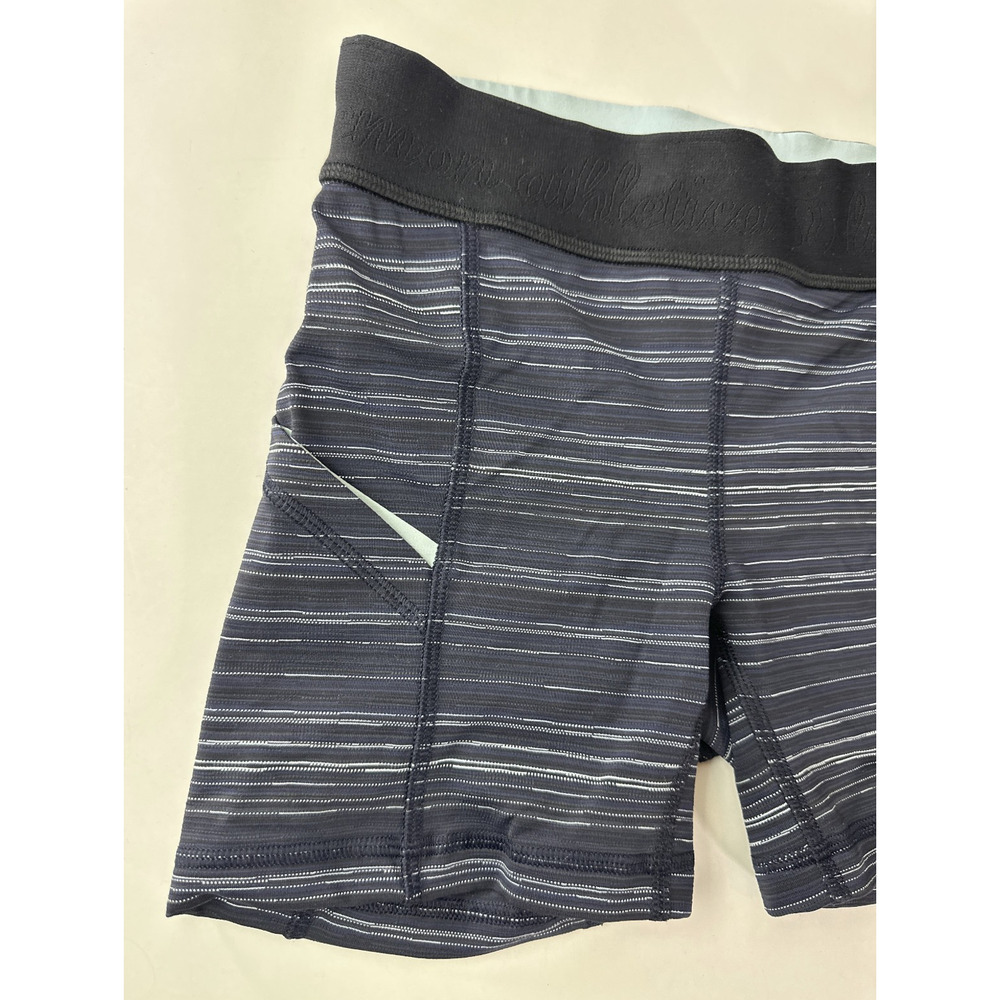Lululemon What The Sport Short Stripe Pockets Run Stretch Blue Black Size 2 - Picture 3 of 15